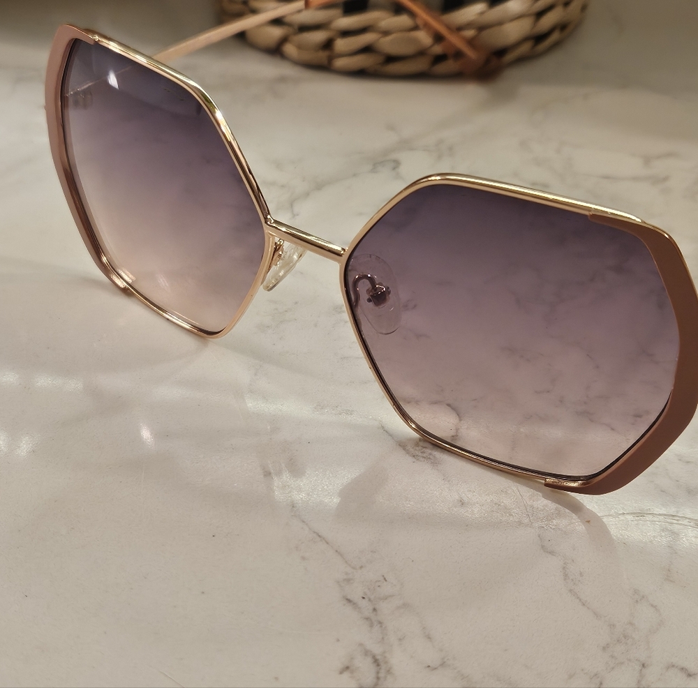 Guess Gold Frame with Purple Lenses Sunglasses Pink Frame
